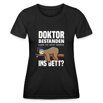 Doktortitel Faultier Müde Geschenk - Frauen Funktions-T-Shirt - Schwarz - Vorne - AI Model Female 172 light (172cm)