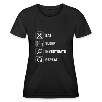 Sécurisation des traces - Kripo Polizei Kriminaltechnik - T-shirt sport Femme - noir - Devant - AI Model Female 172 light (172cm)