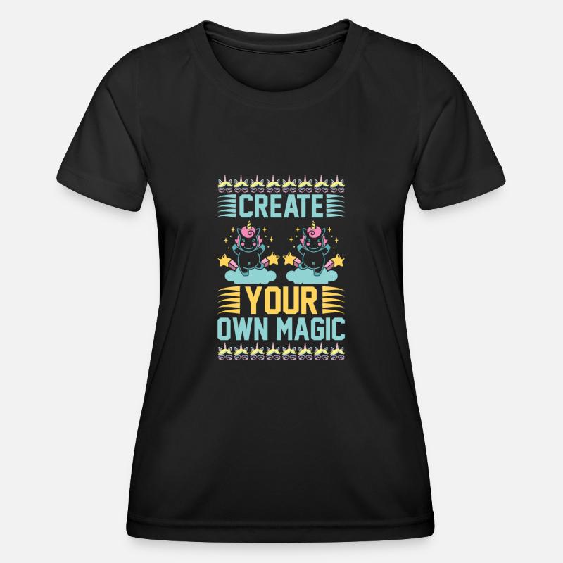 Create your own magic Unicorn - Women's Functional T-Shirt - black