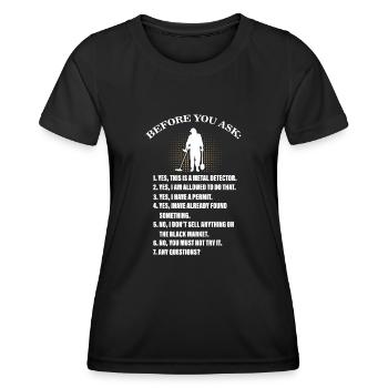 Détection de métaux, détecteur de métaux - T-shirt sport Femme - noir - Devant - AI Model Female 172 light (172cm)