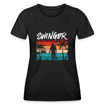Détection de métaux, détecteur de métaux - T-shirt sport Femme - noir - Devant - AI Model Female 172 light (172cm)