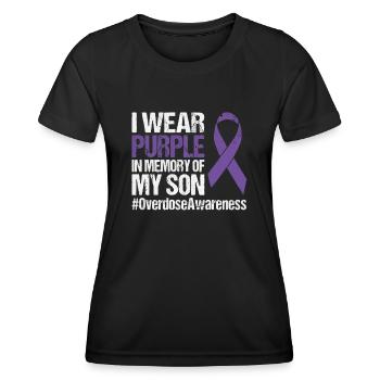 Purple en mémoire de mon fils surdose de drogue - T-shirt sport Femme - noir - Devant - AI Model Female 172 light (172cm)