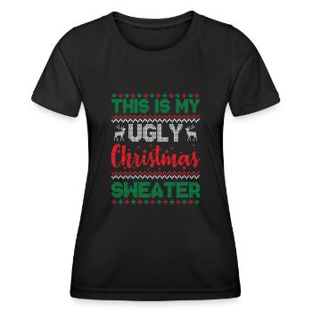 Ugly Christmas - This Is My Ugly Christmas Sweater - Women's Functional T-Shirt - black - Front - AI Model Female 172 light (172cm)