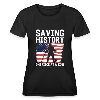 Détection de métaux, détecteur de métaux - T-shirt sport Femme - noir - Devant - AI Model Female 172 light (172cm)