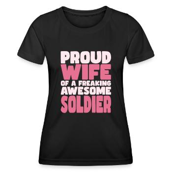Stolze Ehefrau Eines Verdammt Guten Soldats - Frauen Funktions-T-Shirt - Schwarz - Vorne - AI Model Female 172 light (172cm)