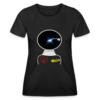 Robot Space Space observes warning sign - Women's Functional T-Shirt - black - Front - AI Model Female 172 light (172cm)