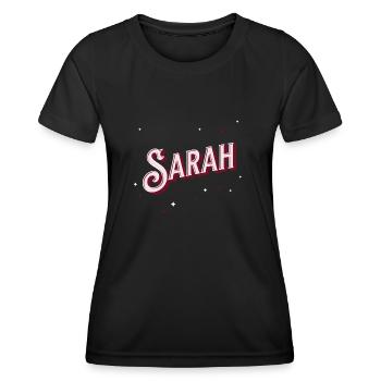 Noms de Sarah personnalisés - T-shirt sport Femme - noir - Devant - AI Model Female 172 light (172cm)