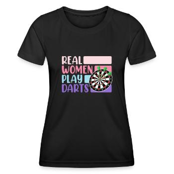 Real Women Play Darts Ladies Darts Accessories Darts - Women's Functional T-Shirt - black - Front - AI Model Female 172 light (172cm)