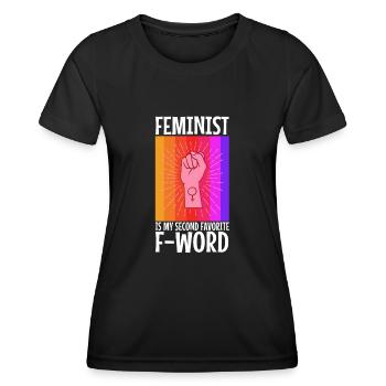 Feminist is my second favorite f word - Frauen Funktions-T-Shirt - Schwarz - Vorne - AI Model Female 172 light (172cm)