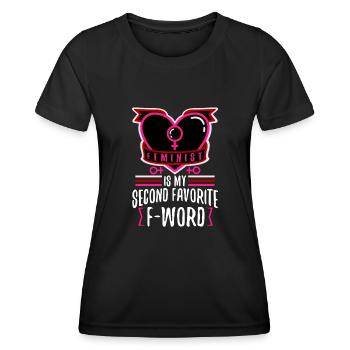 Feminist is my second favorite f word - Frauen Funktions-T-Shirt - Schwarz - Vorne - AI Model Female 172 light (172cm)