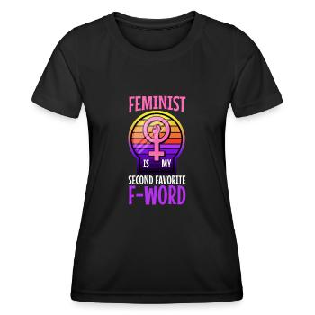 Feminist is my second favorite f word - Frauen Funktions-T-Shirt - Schwarz - Vorne - AI Model Female 172 light (172cm)