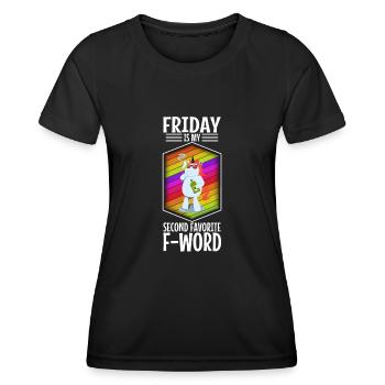 Vendredi est mon deuxième mot préféré - T-shirt sport Femme - noir - Devant - AI Model Female 172 light (172cm)