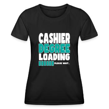 Le caissier invite à la formation - T-shirt sport Femme - noir - Devant - AI Model Female 172 light (172cm)