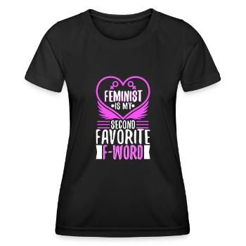 Feminist is my second favorite f word - Frauen Funktions-T-Shirt - Schwarz - Vorne - AI Model Female 172 light (172cm)