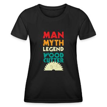 Woodworker retro man myth legend woodcutter - Frauen Funktions-T-Shirt - Schwarz - Vorne - AI Model Female 172 light (172cm)