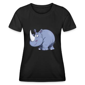 Kawaii Cartoon Rhino - Women's Functional T-Shirt - black - Front - AI Model Female 172 light (172cm)