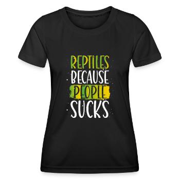 Reptiles parce que les gens sont de la merde - T-shirt sport Femme - noir - Devant - AI Model Female 172 light (172cm)
