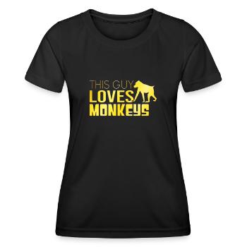 Dieser Typ liebt Affen - Frauen Funktions-T-Shirt - Schwarz - Vorne - AI Model Female 172 light (172cm)