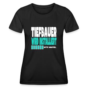 Tiefbauer wird installiert - Frauen Funktions-T-Shirt - Schwarz - Vorne - AI Model Female 172 light (172cm)