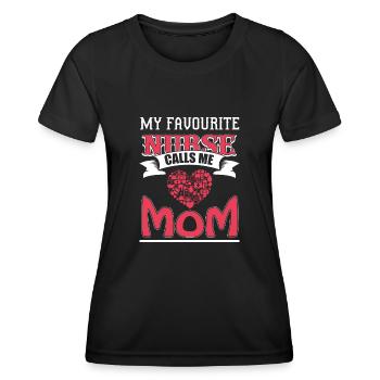 MY FAVORITE SISTER CALLS ME MOM - Women's Functional T-Shirt - black - Front - AI Model Female 172 light (172cm)