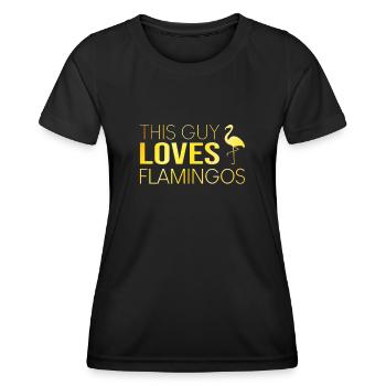 Dieser Typ liebt Flamingos - Frauen Funktions-T-Shirt - Schwarz - Vorne - AI Model Female 172 light (172cm)
