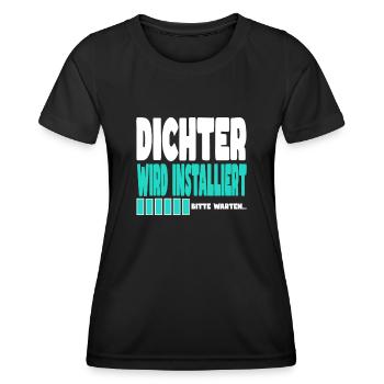 Dichter wird installiert - Frauen Funktions-T-Shirt - Schwarz - Vorne - AI Model Female 172 light (172cm)