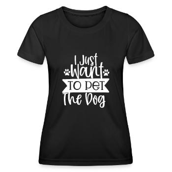 Je veux juste caresser le chien - T-shirt sport Femme - noir - Devant - AI Model Female 172 light (172cm)