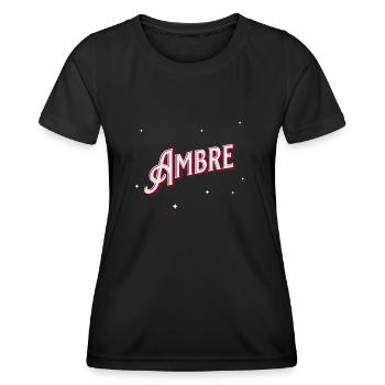 Noms Ambre personnalisés - T-shirt sport Femme - noir - Devant - AI Model Female 172 light (172cm)