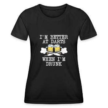 I'm better at darts with beer - Women's Functional T-Shirt - black - Front - AI Model Female 172 light (172cm)