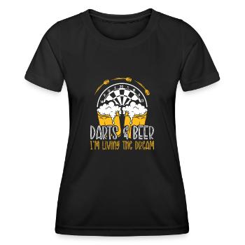 I live the dream of darts and beer - Women's Functional T-Shirt - black - Front - AI Model Female 172 light (172cm)