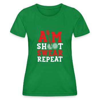 Target shooting, swearing, repeating - Women's Functional T-Shirt - kelly green - Front - AI Model Female 172 dark (172cm)