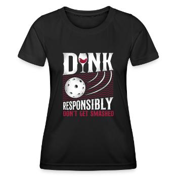 Pickleball Pun Wine Dink - Women's Functional T-Shirt - black - Front - AI Model Female 172 light (172cm)