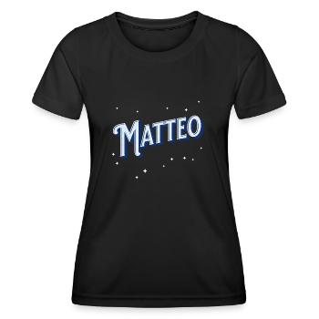 Matteo Namen personalisiert - Frauen Funktions-T-Shirt - Schwarz - Vorne - AI Model Female 172 light (172cm)