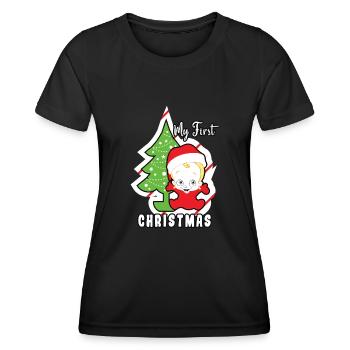 Mon premier patron norvégien de Noël - T-shirt sport Femme - noir - Devant - AI Model Female 172 light (172cm)