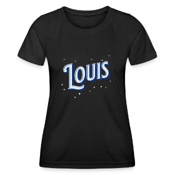 Nom Louis personnalisé - T-shirt sport Femme - noir - Devant - AI Model Female 172 light (172cm)
