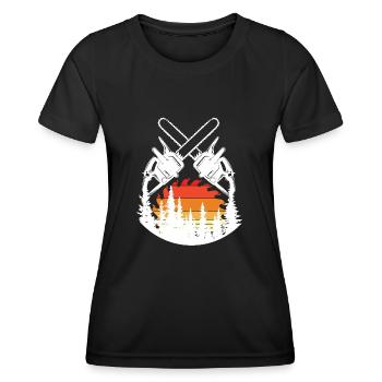 Tronçonneuse Axe Forester Bûcheron Scie Chaîne - T-shirt sport Femme - noir - Devant - AI Model Female 172 light (172cm)