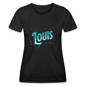 Nom Louis personnalisé - T-shirt sport Femme - noir - Devant - AI Model Female 172 light (172cm)