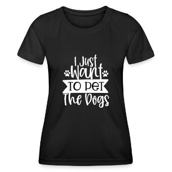 Je veux juste caresser les chiens - T-shirt sport Femme - noir - Devant - AI Model Female 172 light (172cm)