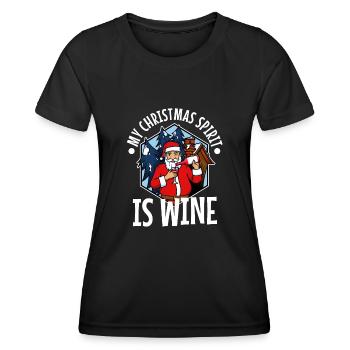 My christmas spirit is wine - Frauen Funktions-T-Shirt - Schwarz - Vorne - AI Model Female 172 light (172cm)