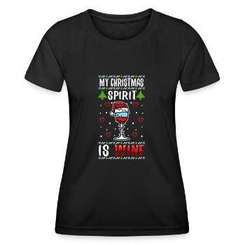 My christmas spirit is wine - Frauen Funktions-T-Shirt - Schwarz - Vorne - AI Model Female 172 light (172cm)