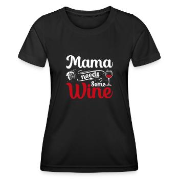 Maman a besoin de vin - T-shirt sport Femme - noir - Devant - AI Model Female 172 light (172cm)