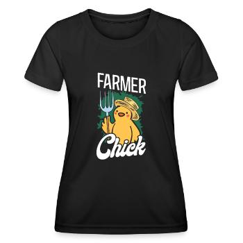Farming Farmer Girl Chicken Farmer - Frauen Funktions-T-Shirt - Schwarz - Vorne - AI Model Female 172 light (172cm)