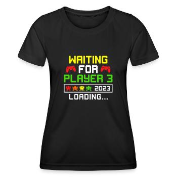 Gaming Parents 2023 Player 3 loading Baby - Women's Functional T-Shirt - black - Front - AI Model Female 172 light (172cm)
