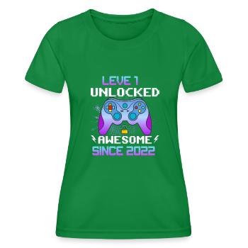 Niveau 1 Débloqué Génial depuis 2022 Funny Gamer 1 - T-shirt sport Femme - vert - Devant - AI Model Female 172 dark (172cm)