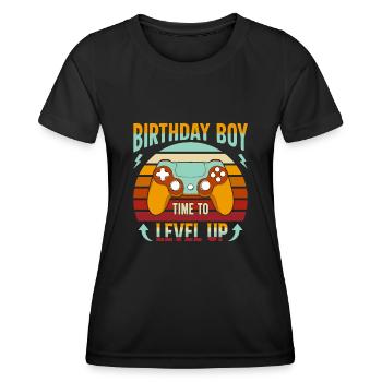Geburtstagskind Zeit, um Videospiel Geburtstag zu verbessern - Frauen Funktions-T-Shirt - Schwarz - Vorne - AI Model Female 172 light (172cm)