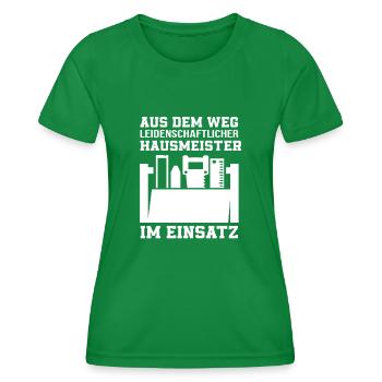 Hausmeister Im Einsatz - Frauen Funktions-T-Shirt - Kelly Green - Vorne - AI Model Female 172 dark (172cm)
