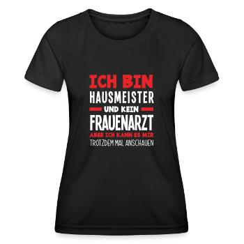 Lustiger Hausmeister Spruch - Frauen Funktions-T-Shirt - Schwarz - Vorne - AI Model Female 172 light (172cm)