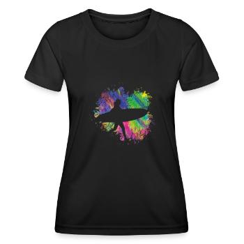 Sommersurfer Mit Brett Bunt - Frauen Funktions-T-Shirt - Schwarz - Vorne - AI Model Female 172 light (172cm)
