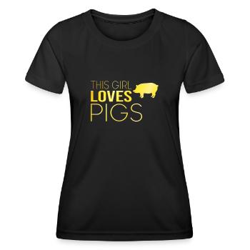 Dicton de cochon fille - T-shirt sport Femme - noir - Devant - AI Model Female 172 light (172cm)