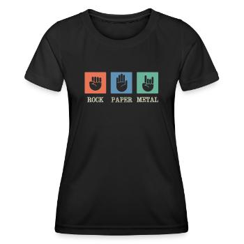 Metal -Musik, Rockpapiermetallmusik - Frauen Funktions-T-Shirt - Schwarz - Vorne - AI Model Female 172 light (172cm)